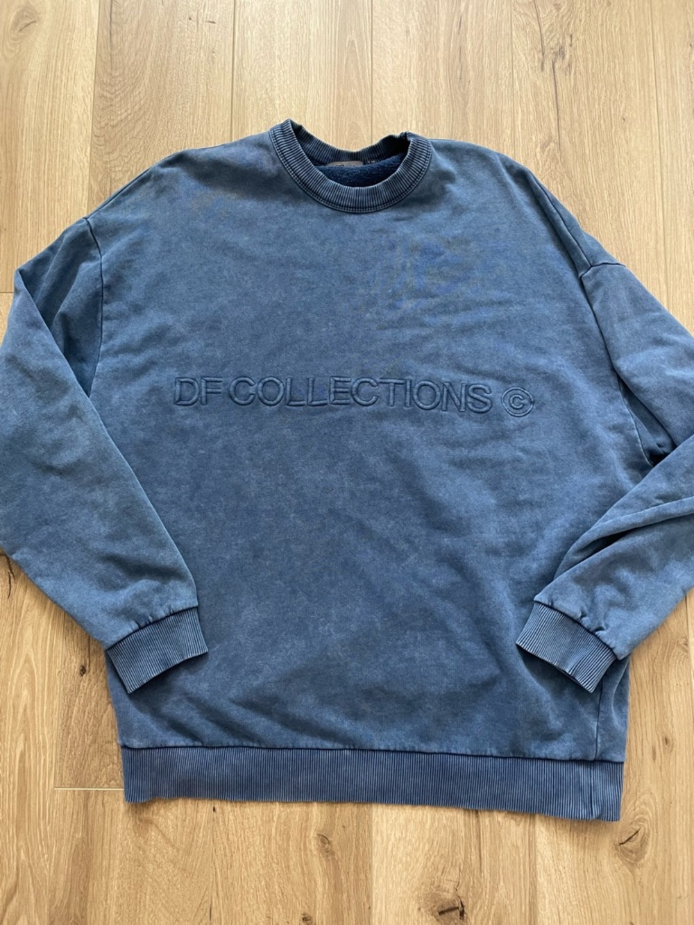 ASOS x DF collections rinsed oversized drop shoulder crewneck washed denim L